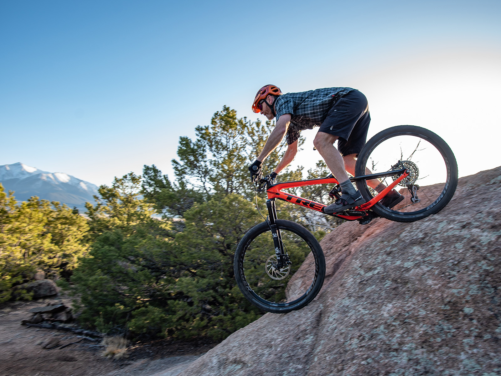 Man rides a mountain bike