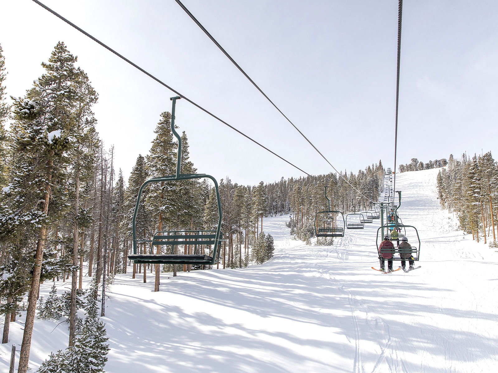 A two-seater chair lift at Snowy Range Ski and Recreation Area