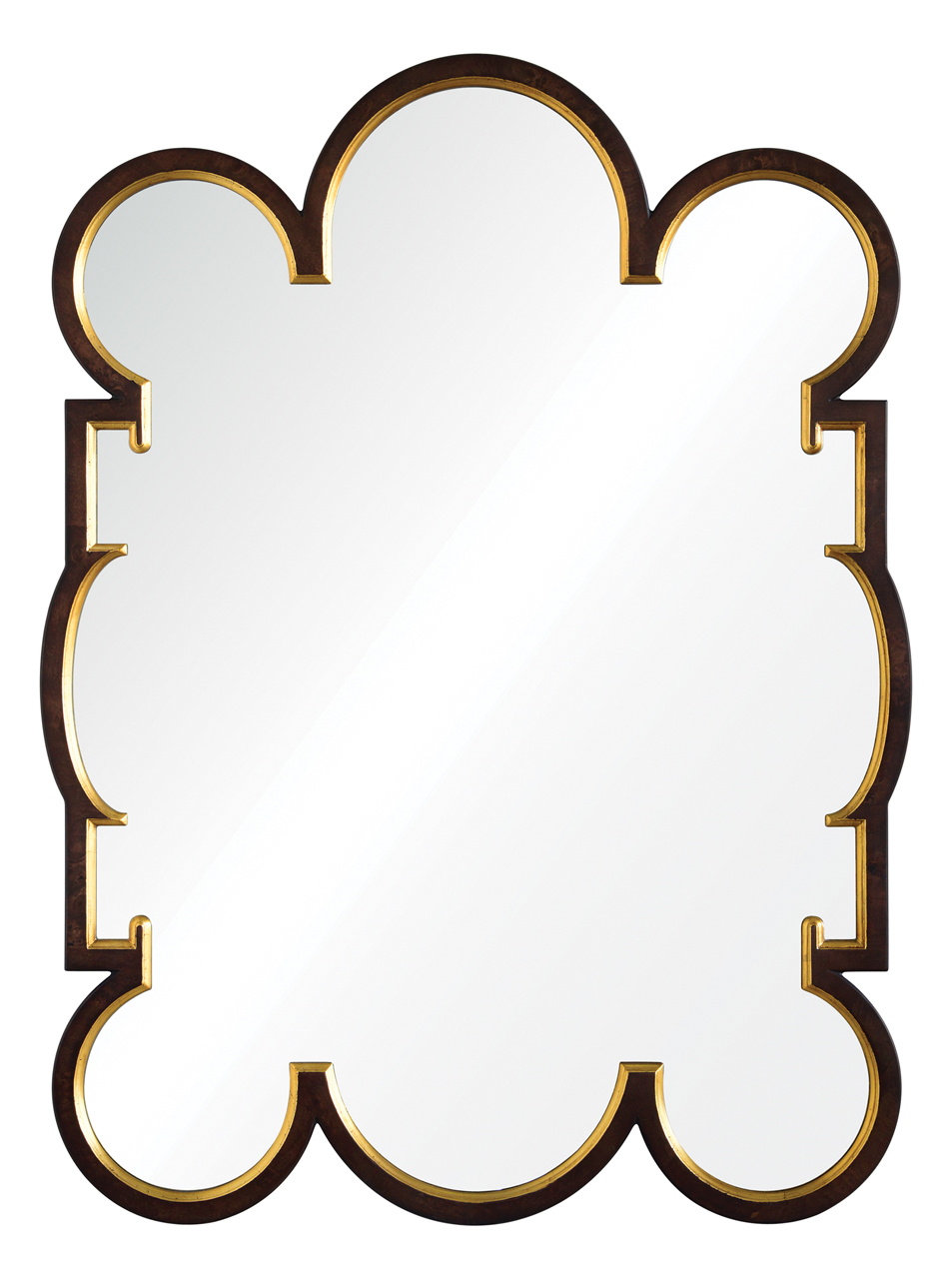 Walnut and gold mirror