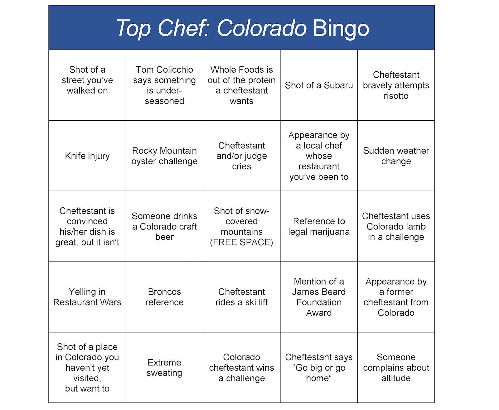 Top Chef Bingo