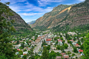 An aerial view of Ouray, Colorado