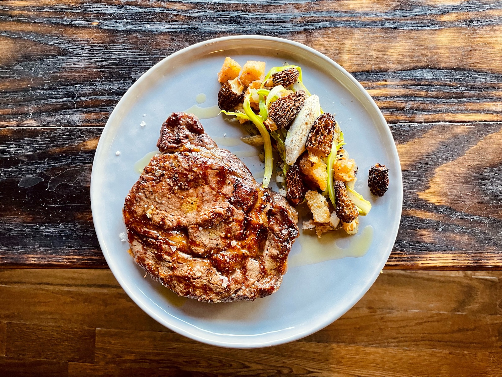 Ribeye with spring panzanella salad at Luca. 