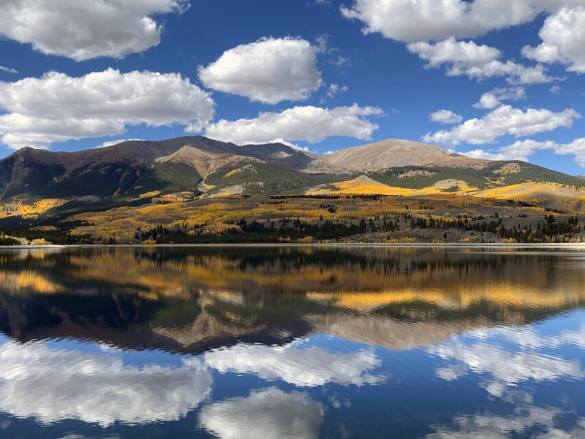 Fall foliage view across Twin Lakes