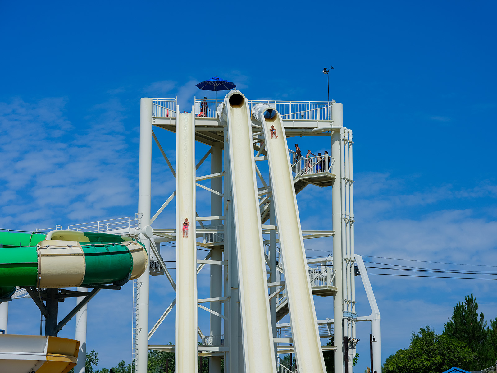 Three steep water slides