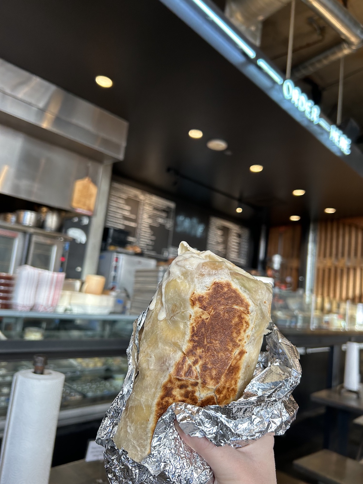 A breakfast burrito from Smōk Barbecue