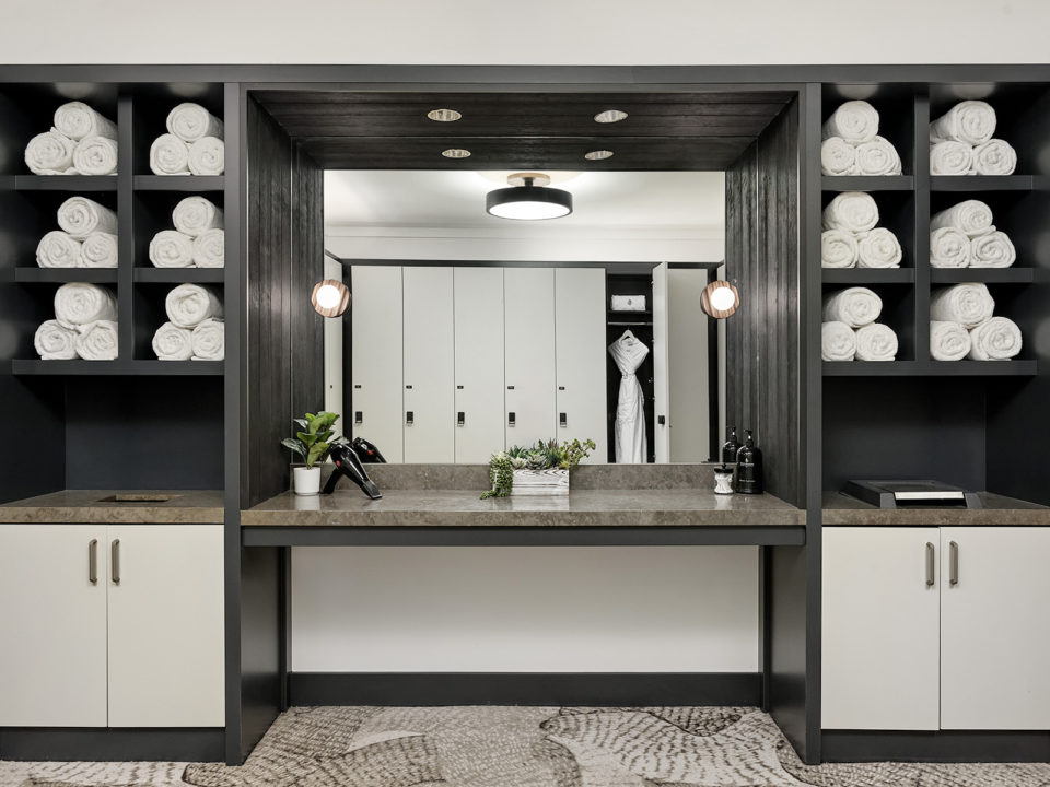 Black vanity in a dressing room