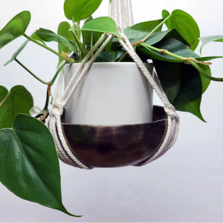 Denver Plant Delivery Macrame Hanger with Metal Bowl