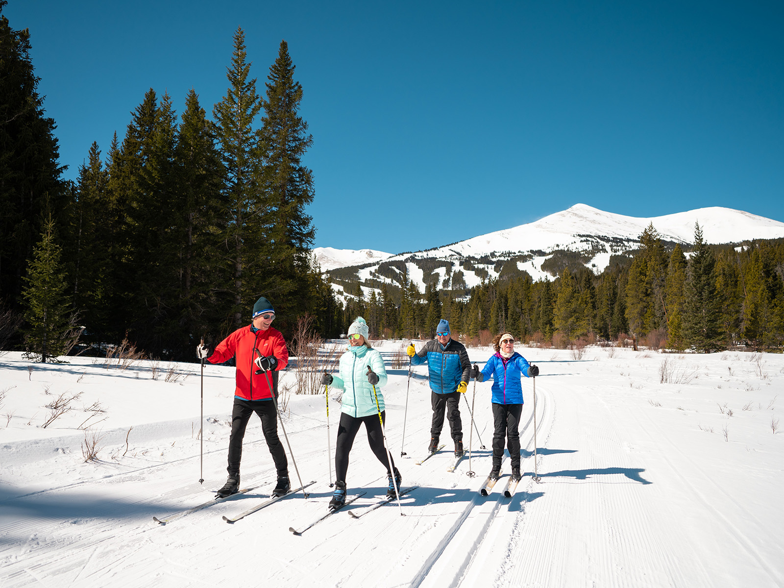 People cross-country skiing in Breckenridge
