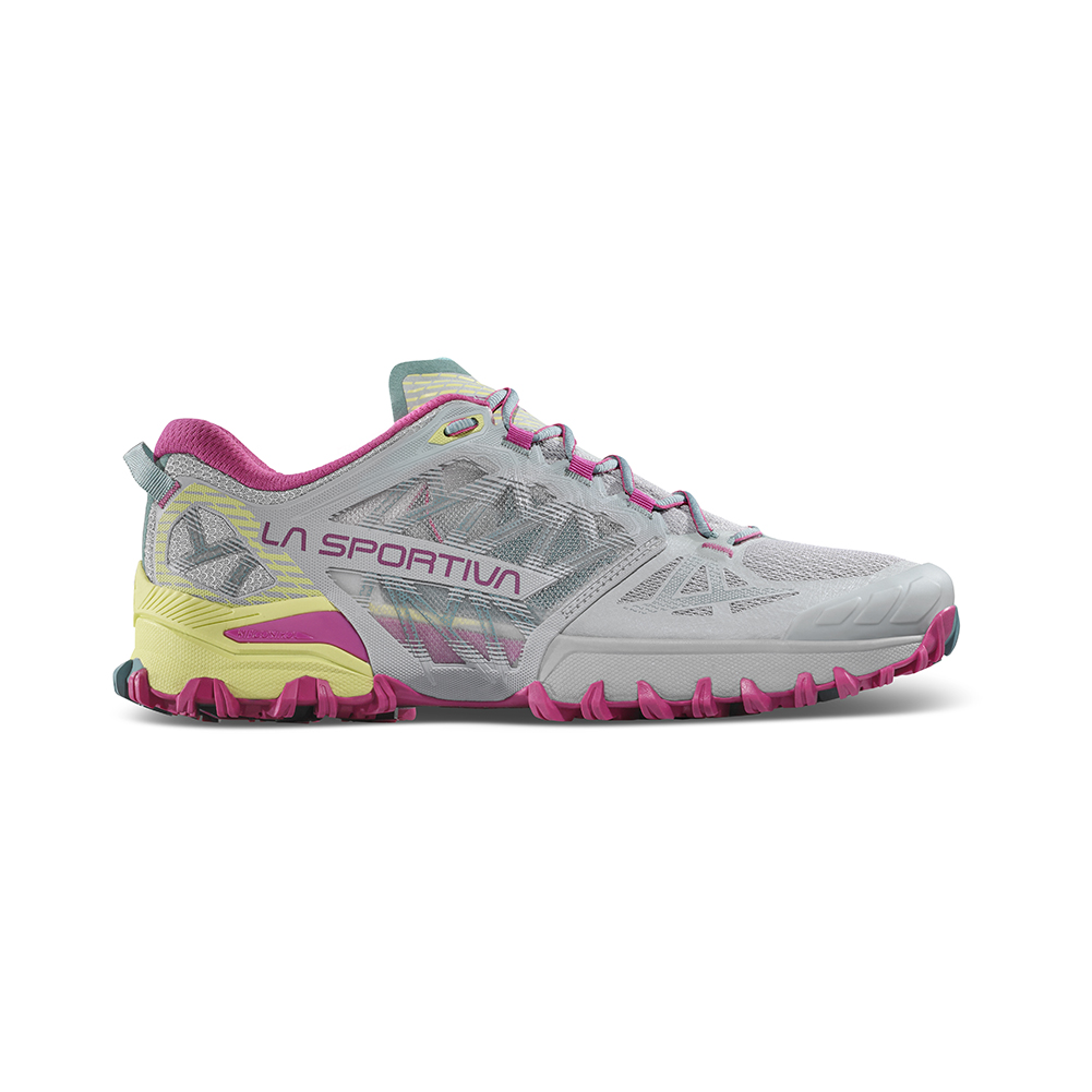 La Sportiva trail running shoes pink and yellow