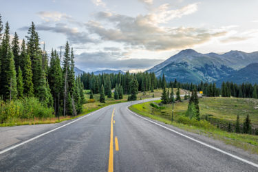 The road to Durango in the San Juan mountain range.