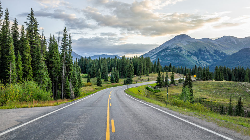The road to Durango in the San Juan mountain range.