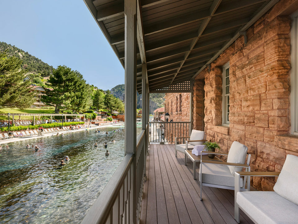 Balcony that overlooks Glenwood Hot Springs
