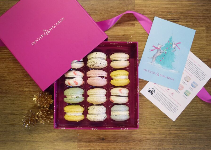 A gift box of 12 macarons in various flavors.