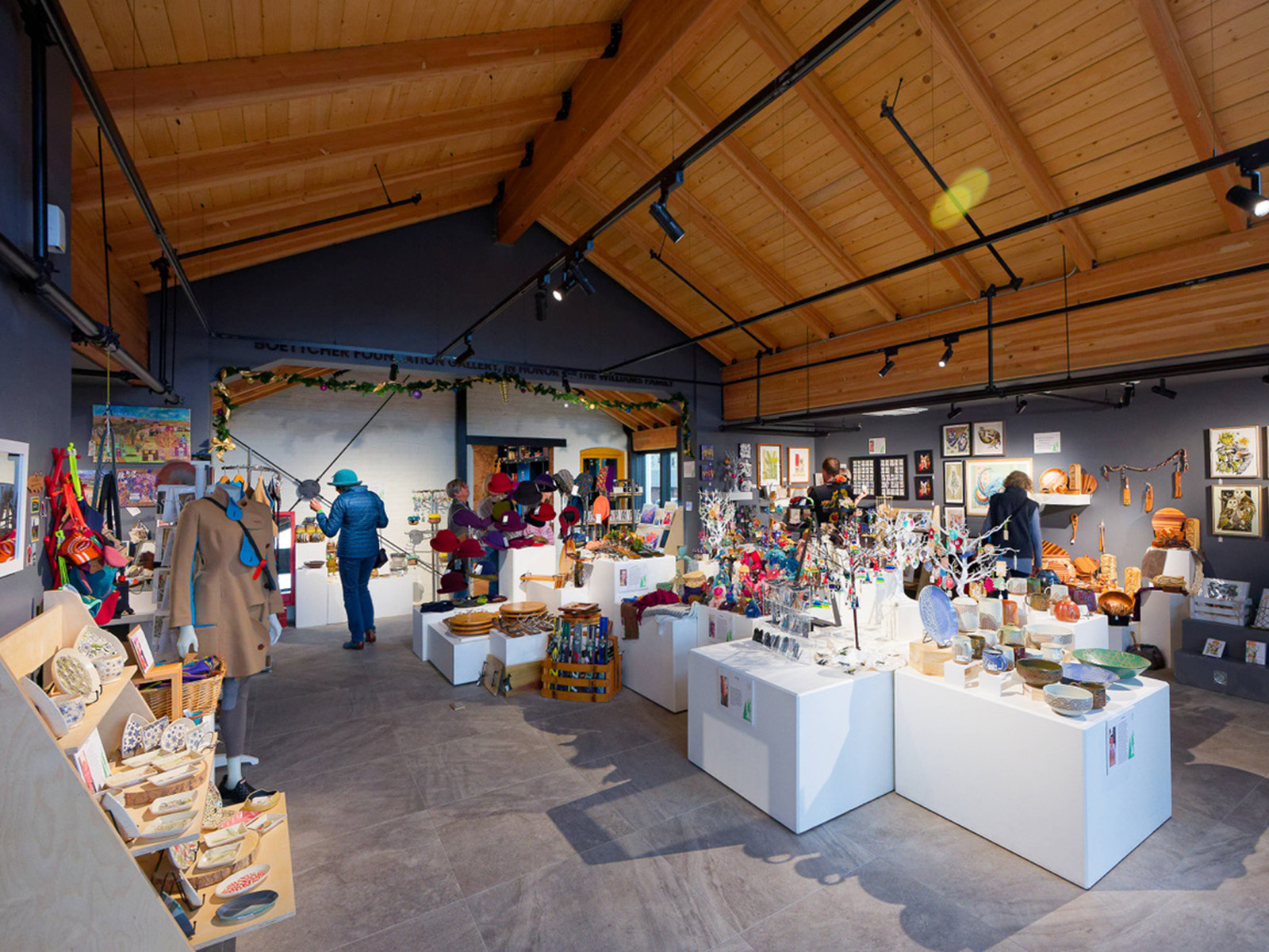 Person browsing a holiday market