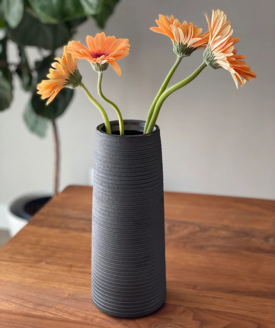 Flowers in a gray vase