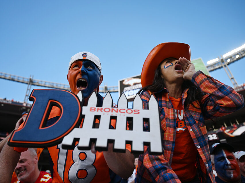 Denver Broncos fans cheer on the team
