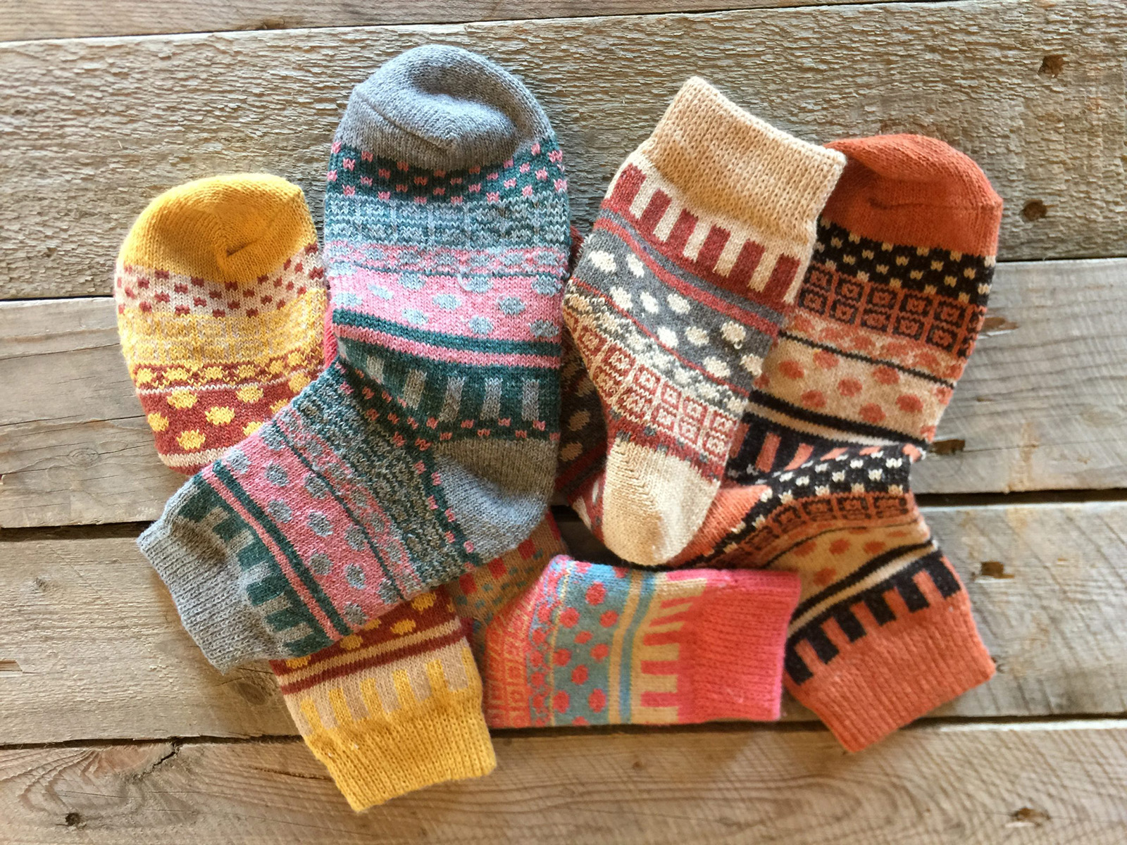 Pile of colorful wool socks