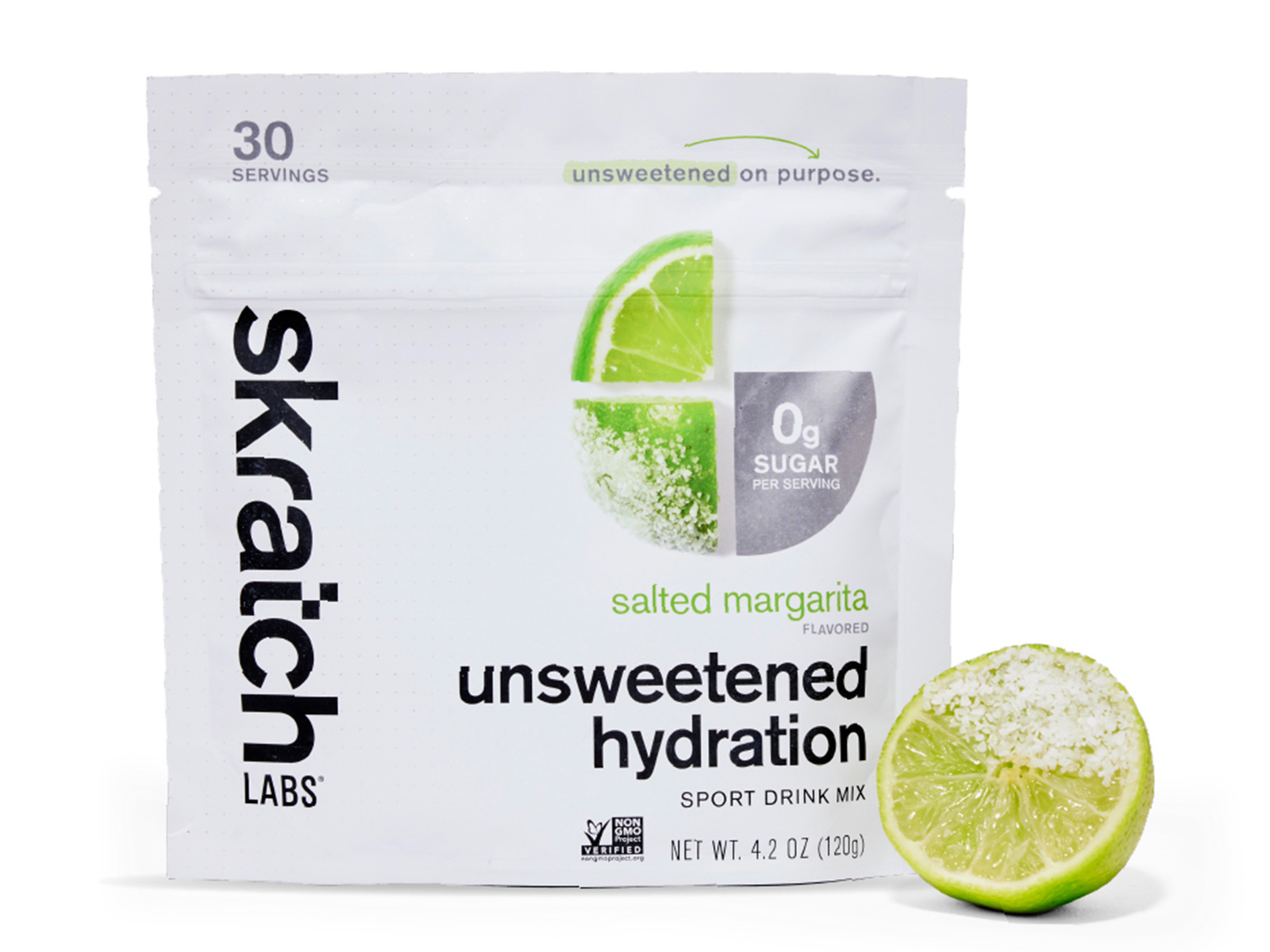 Skratch unsweetened hydration packets, salted margarita flavor