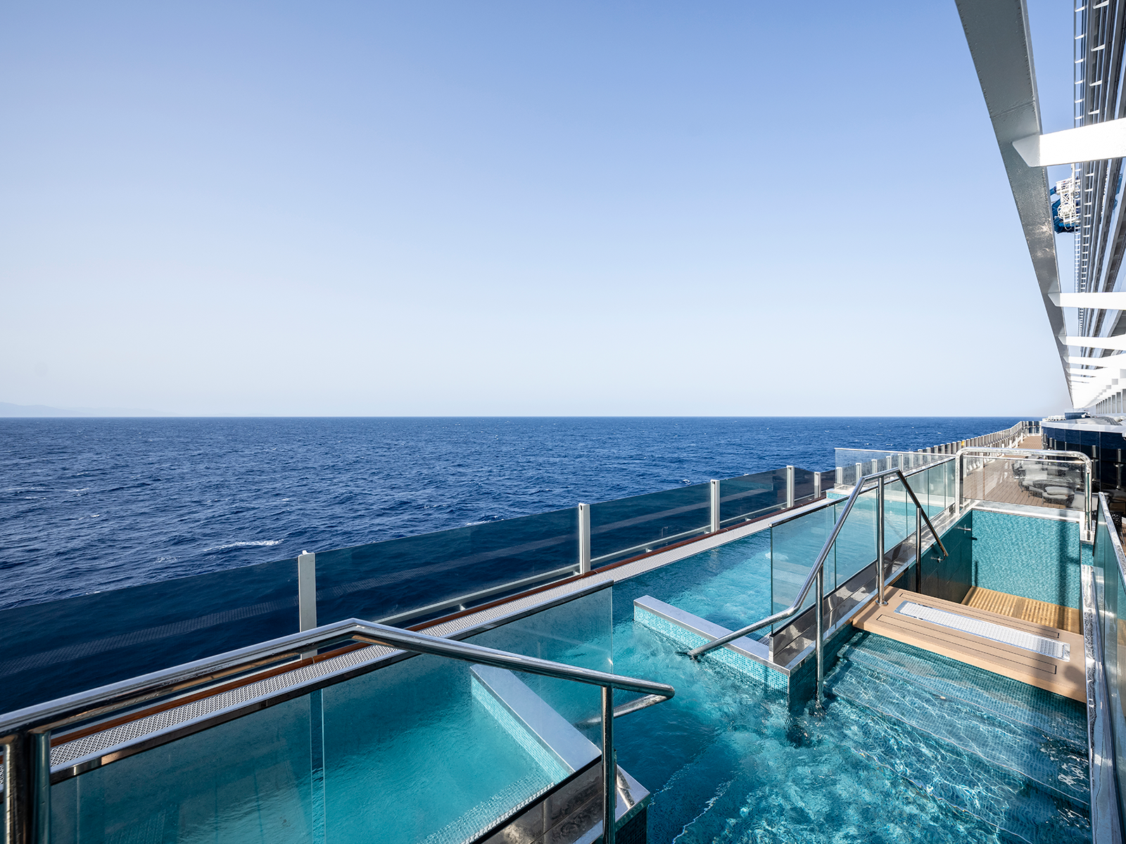 Outdoor pools on a cruise ship