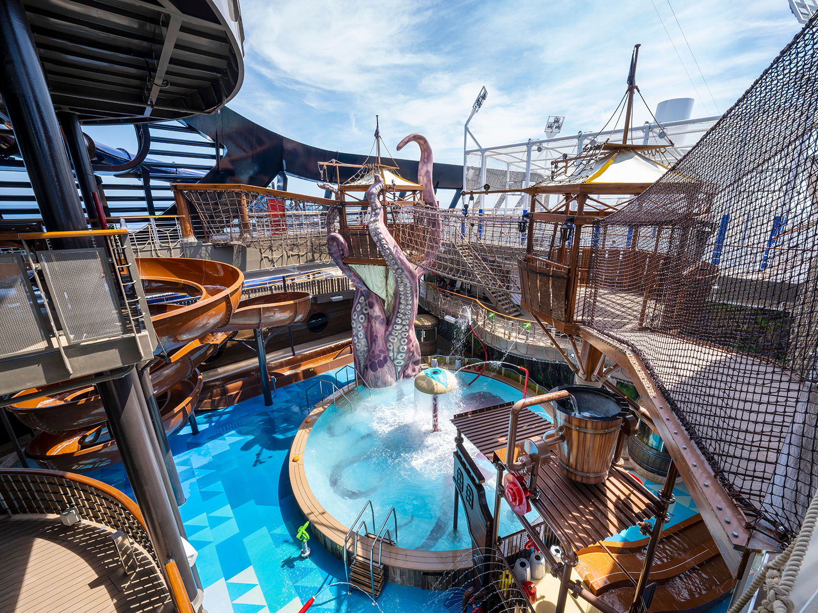 Pool area with features for kids