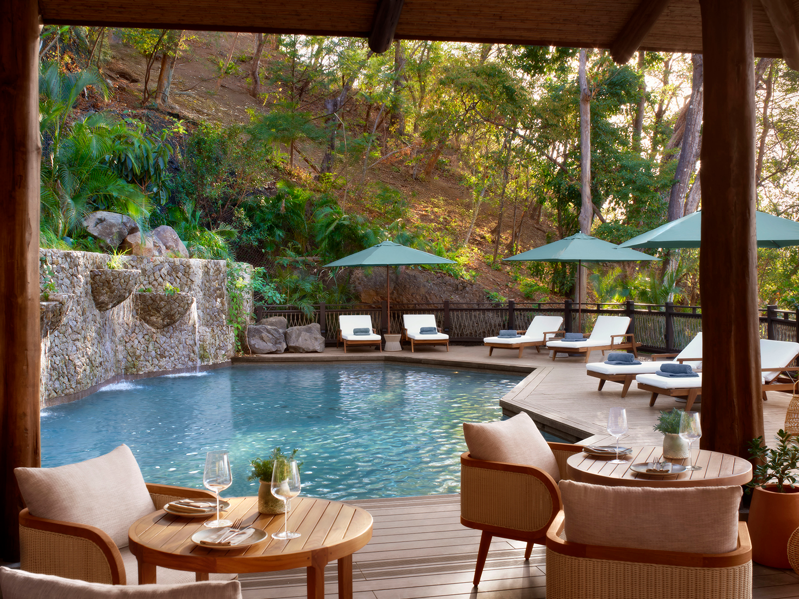 Outdoor pool with lounge chairs