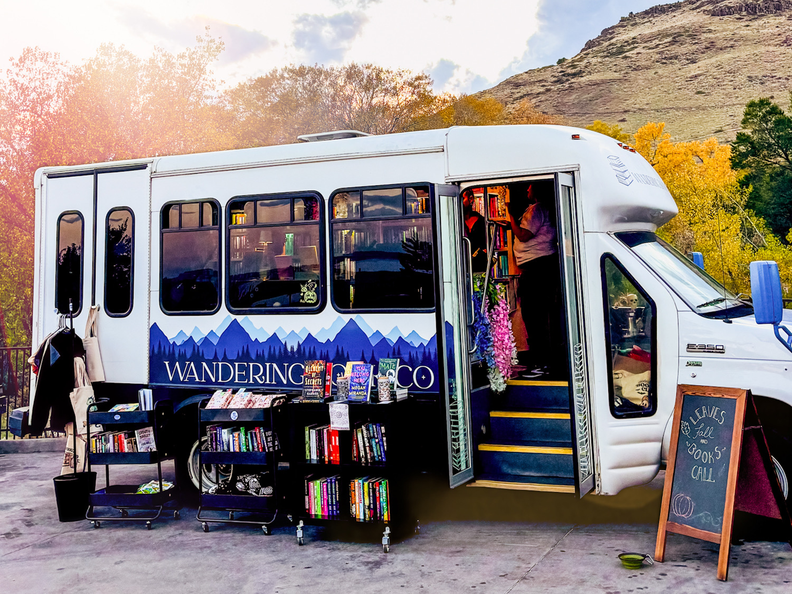 Minibus turned into a mobile bookshop