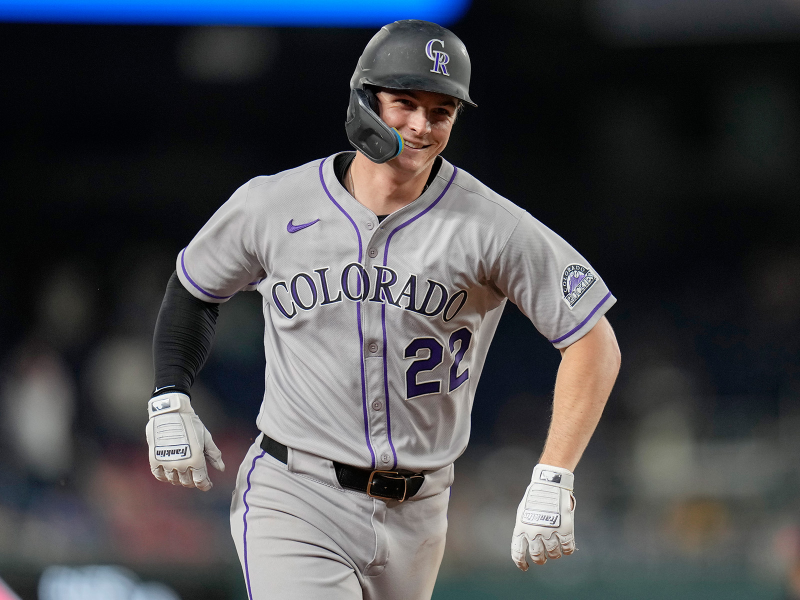 Mickey Moniak smile as he runs the bases