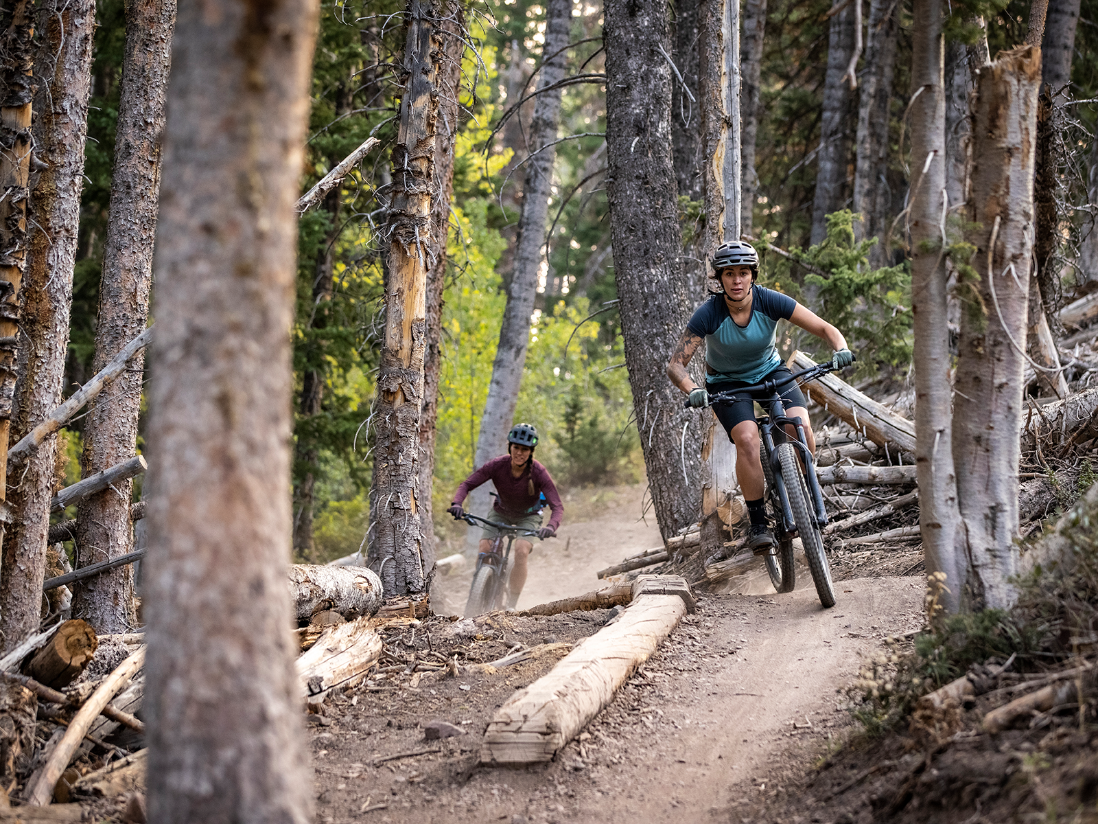 Cyclists navigate singletrack in Park City, Utah