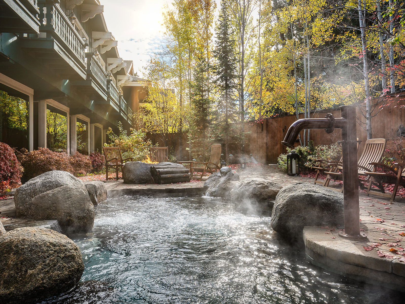 Heated saltwater pools at the Shore Lodge's spa