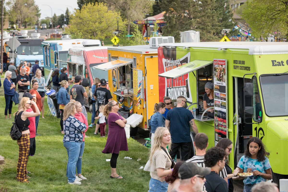 People waiting in line for food truck food at Northglenn Food Truck Carnival in Colorado