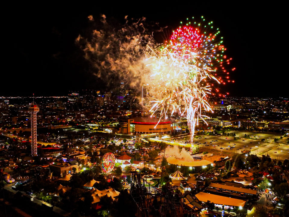 Fireworks over Elitch Gardens in Denver