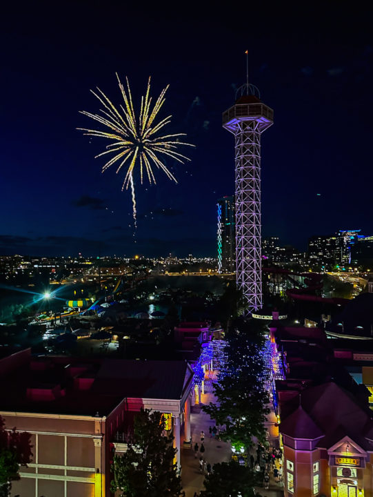 Fireworks over Elitch Gardens in Denver