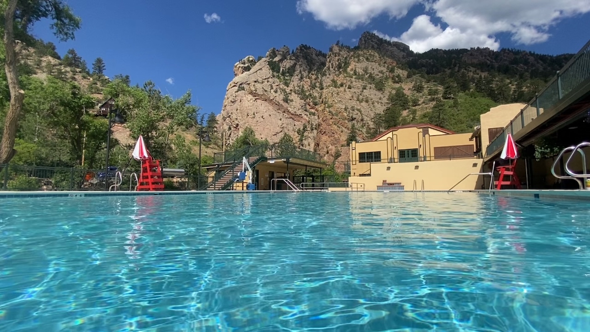 Pool water in front of cliffs at Eldorado Springs