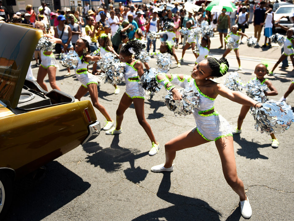 The Denver Dancing Diamonds performing at the Juneteenth Celebration parade in 2015
