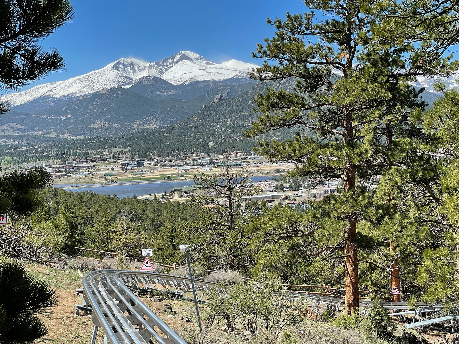 Mountain coaster track overlooking the mountains