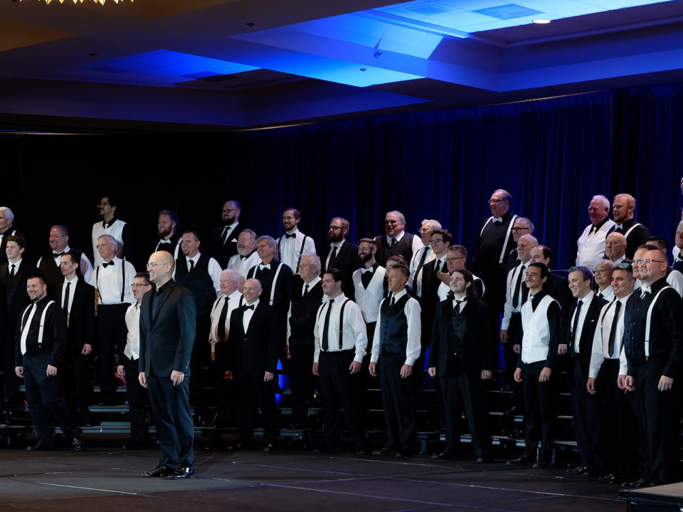 Mens chorus on risers