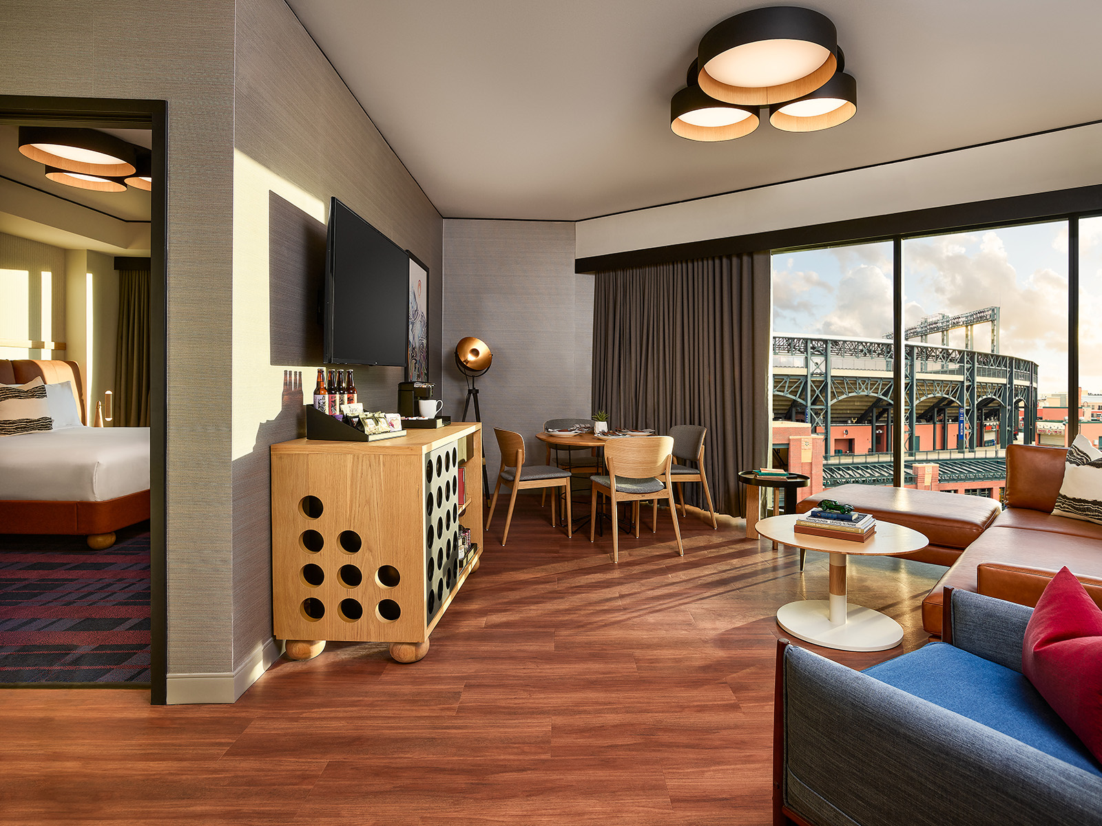 Corner penthouse hotel room with Coors Field views