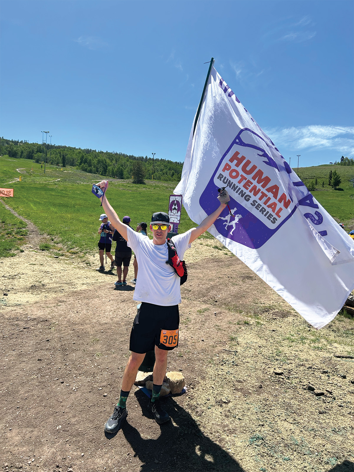 Spencer Campbell finishes a trail run