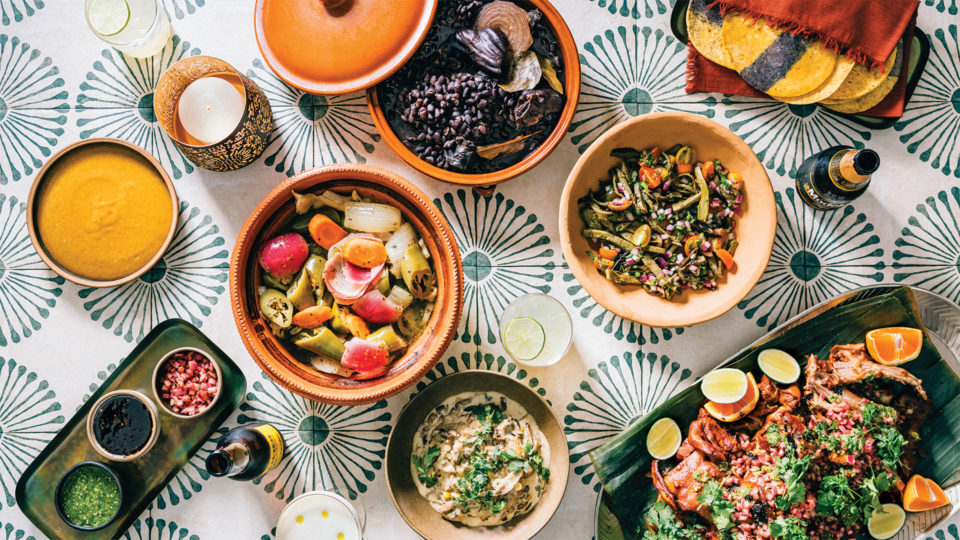 A bunch of Mexican dishes