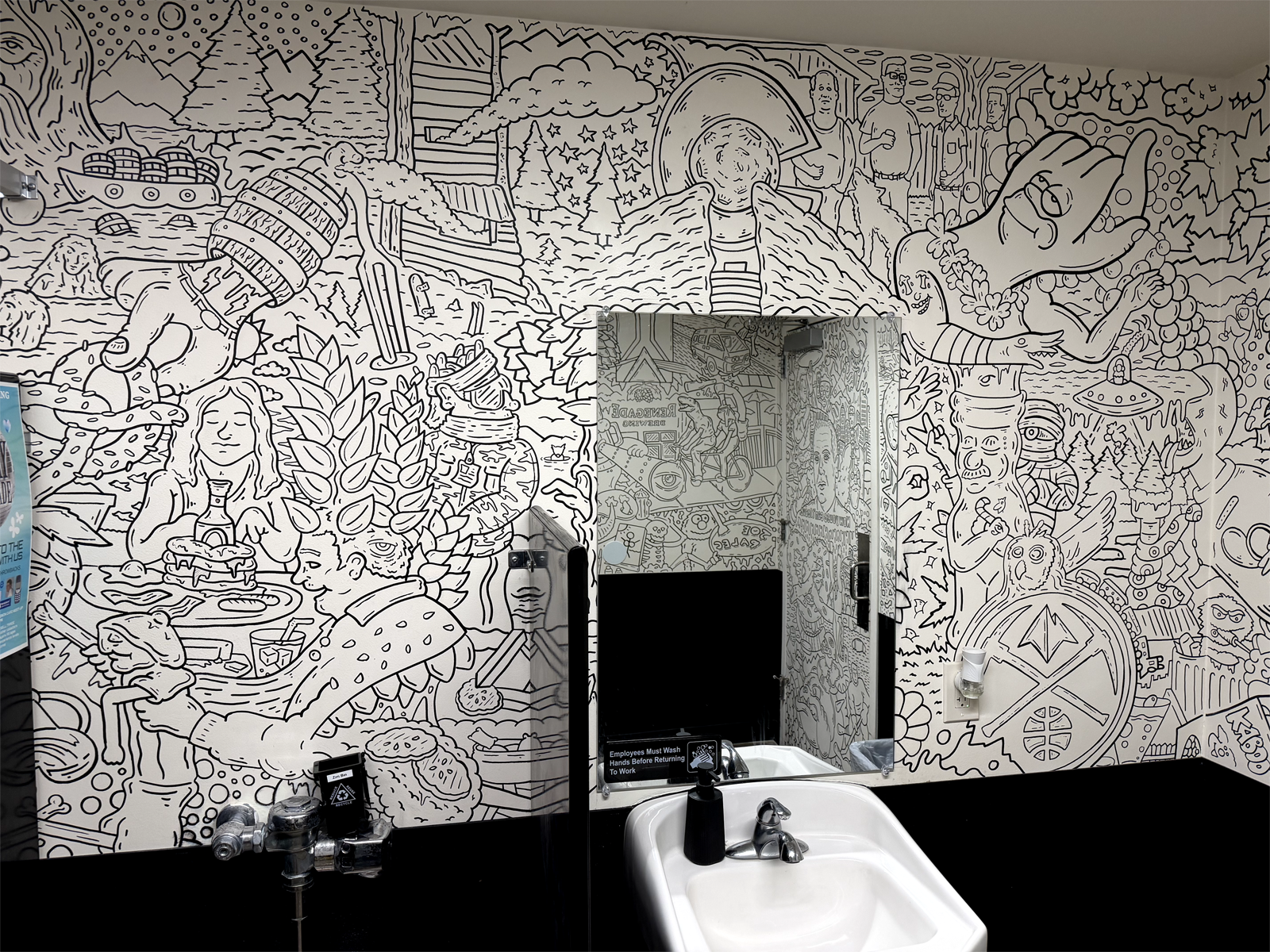 Doodle mural by Joe Palec at Renegade Brewing