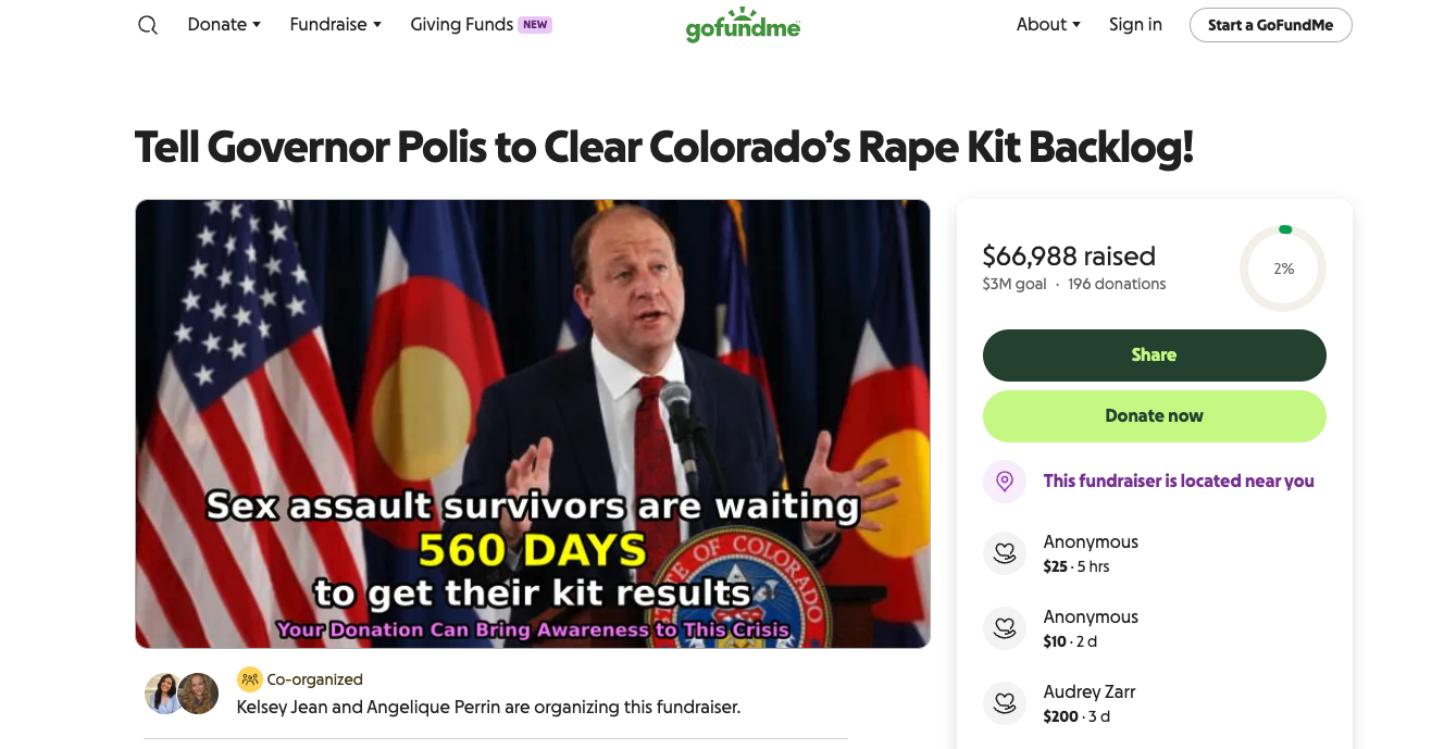 screenshot of a GoFundMe