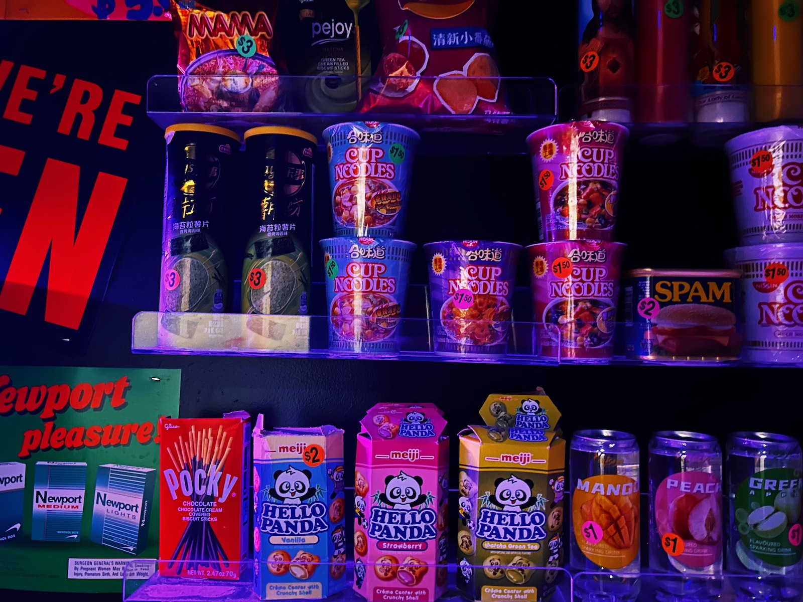 The bodega-inspired bathroom at Glo Noodle House