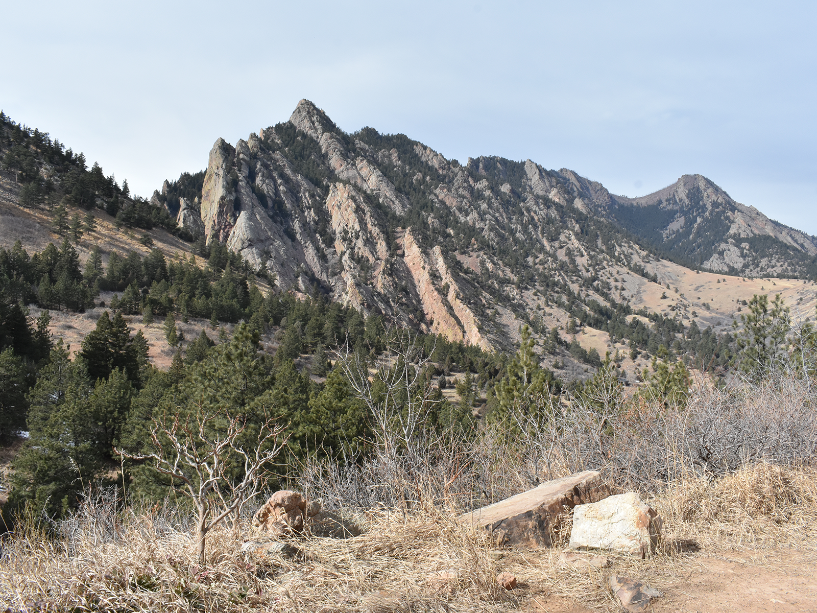 The Flatirons in Boulder, viewed from the Fowler Trail in Eldorado Canyon State Park