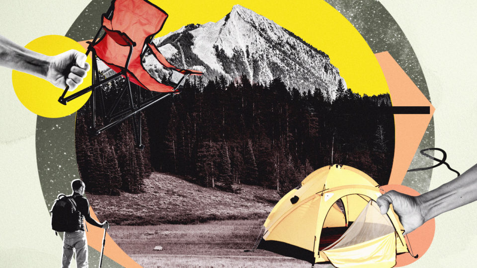 A camp chai and tent on a campsite