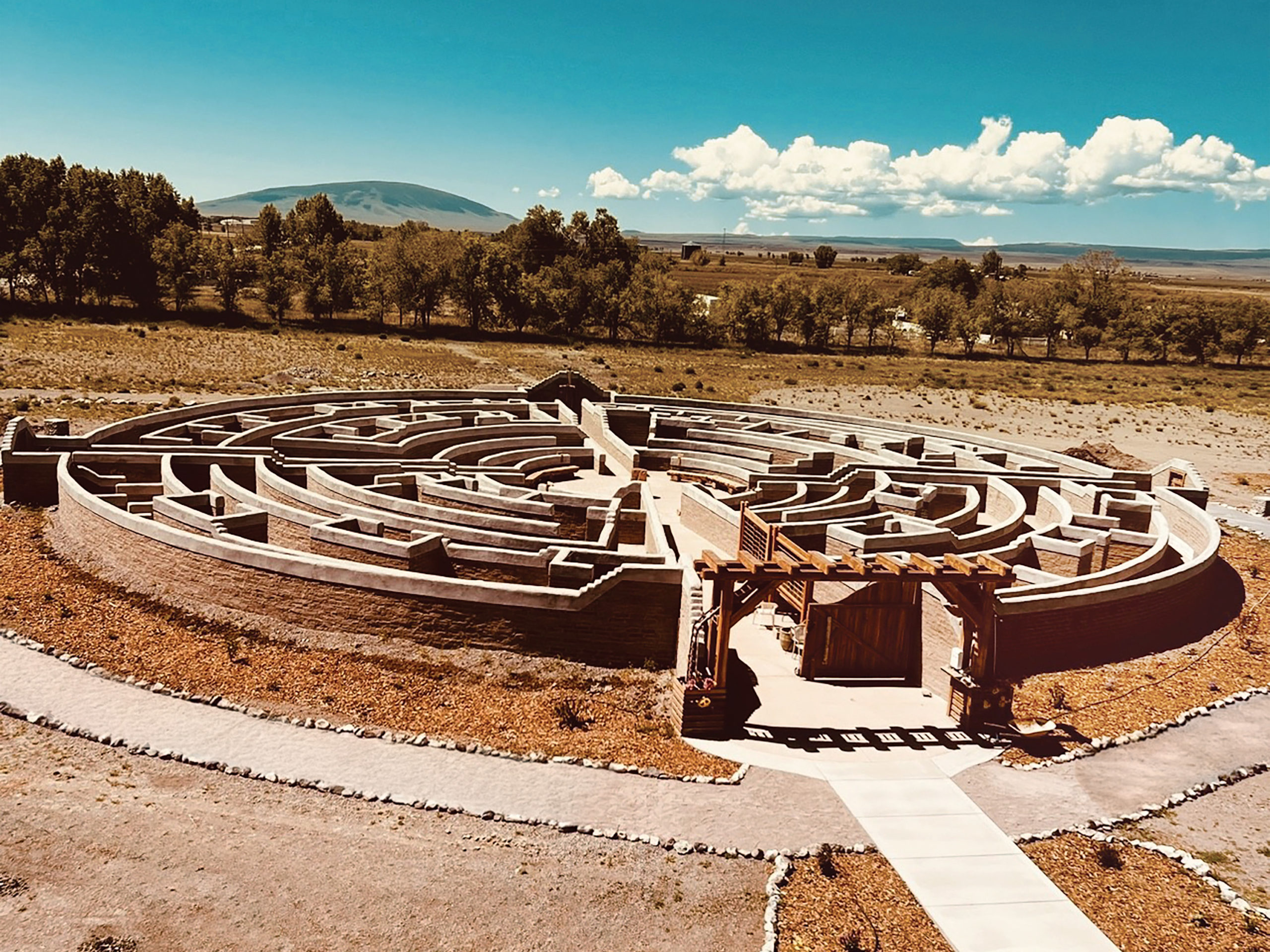 Adobe prayer maze El Santuario de los Pobladores at Our Lady of Guadalupe in Colorado