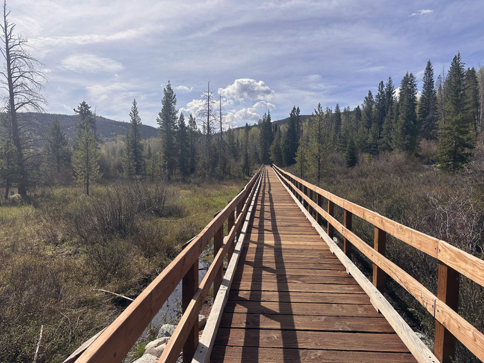 A boardwalk along the Peak Trail in Frisco, Colorado