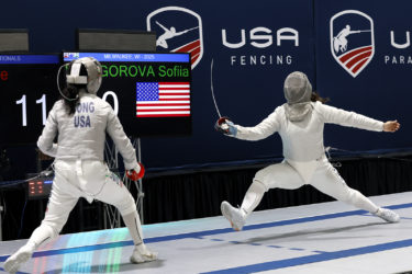 Sofiia Vinogorova at USA Fencing’s 2025 Summer Nationals in the Y-14 Women’s Saber competition