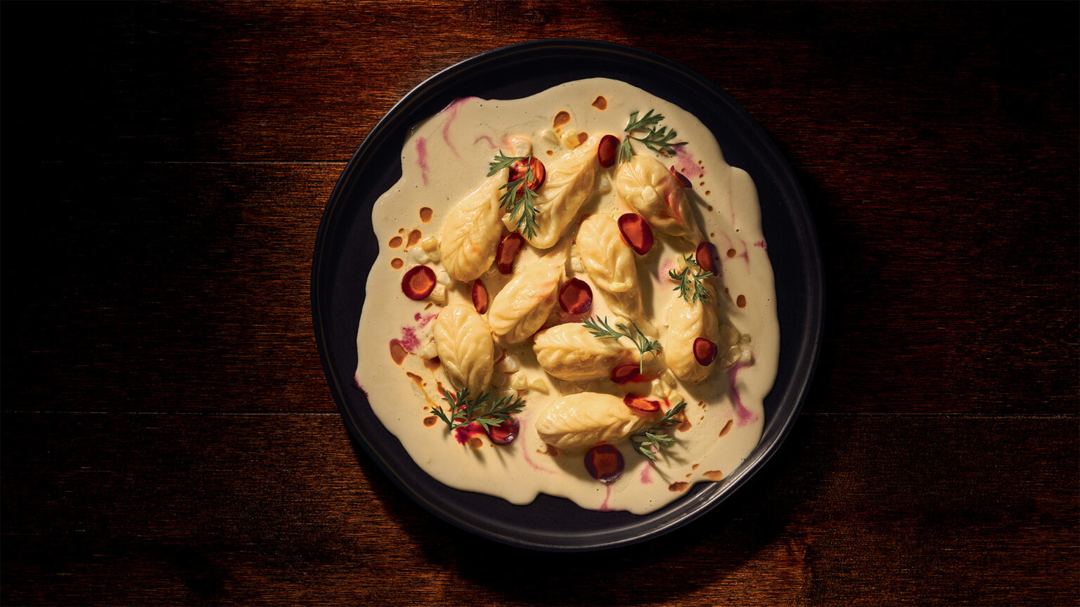 Restaurant Olivia’s potato- and corn-filled culurgiones, a handmade Sardinian pasta