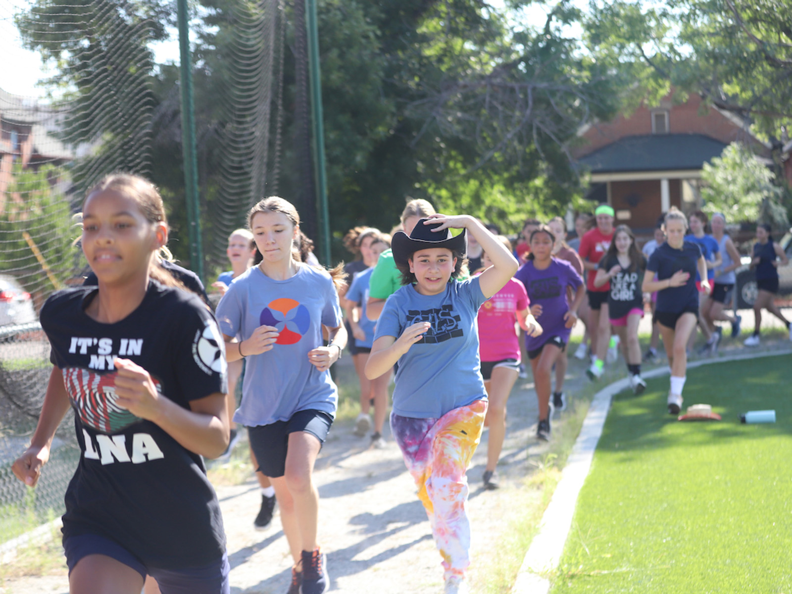 MIddle school girls running a mile