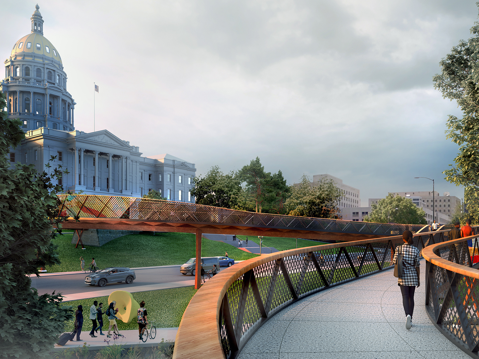 A rendering of the Capitol pedestrian bridge in Denver